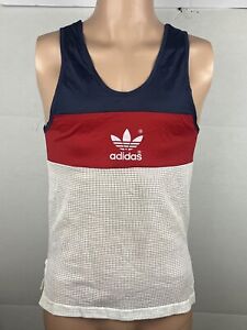 Vintage 70’s 80’s Adidas Mesh Tank Top Muscle Shirt Size Small 34 36 Made In USA