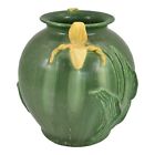 New ListingEphraim Faience 2003 Hand Made Art Pottery Yellow Lady Slipper Green Vase 311