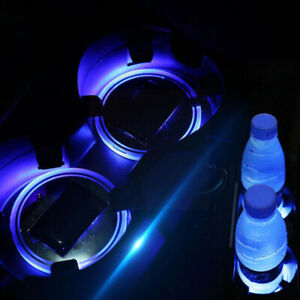 2x LED Solar Cup Pad Car Light Cover Interior Decoration Car Light Accessories (For: 2023 Kia Rio)