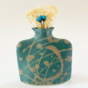 Porcelain Slab Vase Green Tan Earth and Sky Pottery North Carolina NC
