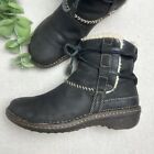 UGG Women's Size 8 Cove Ankle Boots Black Leather Shearling Lined 5136