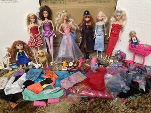 Huge Lot of Approx 105 Pieces Vintage & Modern Barbie Dolls Dog Puppies Frozen