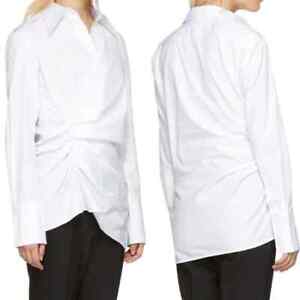 Helmut Lang Draped Cotton Poplin Shirt Contemporary Bianco White Small