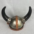 Viking Warrior Horned Metal Helmet Custom Skull Cap Hand Crafted Costume Horns