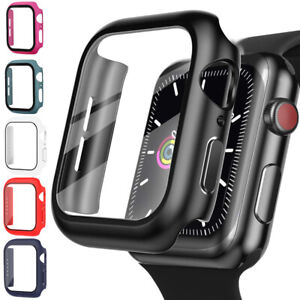 For Apple Watch Series 9/8/7/6/5/4/SE Cover Case Tempered Glass Screen Protector
