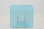 2 Fenton Art Glass Square Hobnail Blue Opalescent Dinner Plates 11 1/8 In