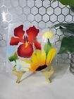 Will McGrath Floral Fused Art Glass Square Plate Signed