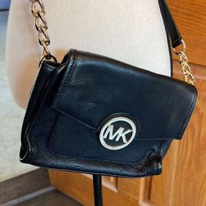 Michael Kors Margo Medium-Large Handbag Pebbled Leather, Black, Shoulder Bag
