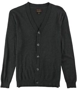 Tasso Elba Mens Supima Cotton Cardigan Sweater, Grey, Large