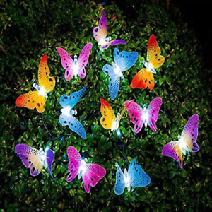 Berocia 24 LED Solar Butterfly String Lights Outdoor Garden Waterproof for Yard