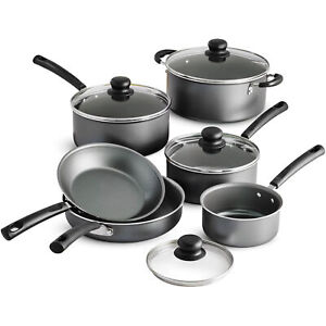 10 Piece Non Stick Cookware Set Pots & Pans Kitchen Home Cooking Pot Pan, Gray