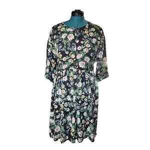 Handmade Button‎ Down Front Floral Dress with Tieback Waist