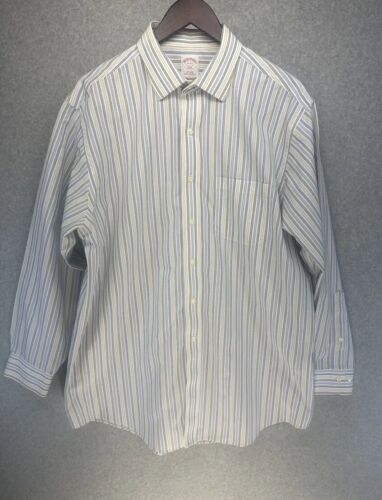 Brooks Brothers Men’s Shirt 346 Button Up Blue Multicolor Stripe Size 17-4/5
