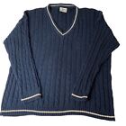 OstriA Tennis Golf Sweater Men’s XL Cable Knit V-Neck Cotton Made in Greece Vtg