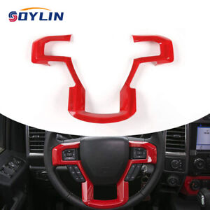 For 2015-2020 Ford F150 Accessories Red Interior Steering Wheel Moulding Trim (For: 2017 Ford F-150 XLT)