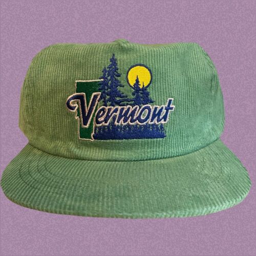 Corduroy Snap Back Hat Vermont Moonlight Green Trees Retro Phish