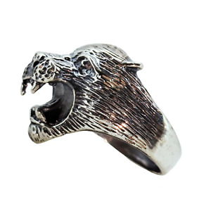 11.69 Gm 925 Sterling Silver Tiger Ring Animal Zodiac Ring For Men's & Boy's