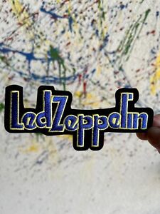 Led Zeppelin Iron On Patch Blue Stitch Lettering Yellow Boarder