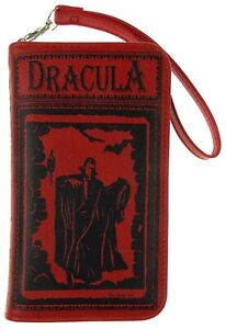 Dracula Bram Stoker Wallet Zip Up Wristlet Gift Purse Book Red Black Cards Quote