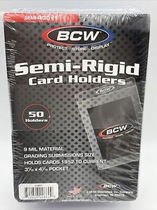BCW Semi-Rigid Card Holders #1 1 Pack of 50 Sleeves for Graded Card Submissions