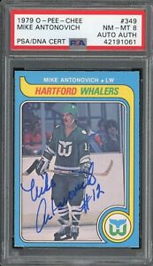 New Listing1979 OPC HOCKEY MIKE ANTONOVICH #349 PSA/DNA 8 NM-MT SIGNED BEAUTIFUL CARD!