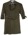 Vintage Brooks Brothers Belted Poplin Trench Coat Green Wool Zip Out Liner