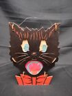 Antique Die Cut Halloween Black Cat Lantern w orig liner Double Sided