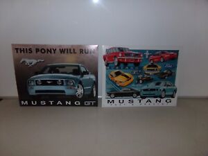 Lot Of 2 Ford Mustang Tin Metal Signs Poster Garage Man Cave 12 1/2