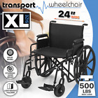 [FDA APPROVED]Foldable Manual Wheelchair Extra-Wide Seat /w Adjustable Foot Rest