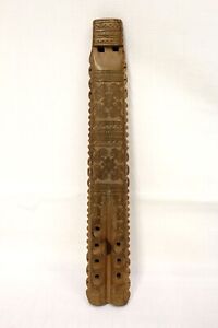 Vintage / Antique Turkish Balkan Dvojnice Hand Carved Wooden Double Flute w/ MM