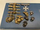WW2 Mix Lot Of USMC US Marine Corps Pins Hat Uniform Badges medals WWII Military