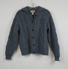 LL Bean Irish Wool Blue Fisherman Cardigan Sweater Button Up  sz S Vintage