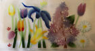 Wm McGrath Fused Art Glass Tray Summer Flowers Tulips Daffodil Daisies Signed