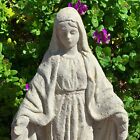VINTAGE VIRGIN MARY STATUE Cement Concrete Catholic Memorial Garden Art Figure