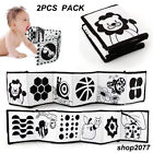 2PCS Black and White Books Baby Toys 0-6 Months Soft Book for Infant Tummy Time