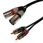 6ft Pro Audio Dual XLR Male to 2-RCA Male Stereo Plug Shielded Patch Cable Cord