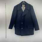 Faconnable Men's Blue Wool U.S. Navy Style Pea Coat Overcoat - Size XL