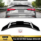 Rear Trunk Spoiler Wing Lip RT Style For 2014-20 Audi A3/S3/RS3 4-Dr Gloss Black