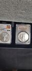 2023 Set Of 2 Silver Eagles FIRST DAY OF ISSUE One NGC MS70 ONE PCGS MS70