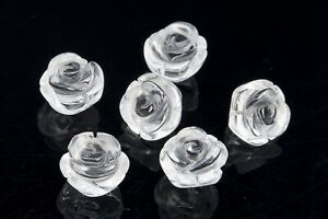 5 Pcs Crystal Clear Quartz Rose Carved Bead Grade AAA Natural Beads 8/10/12/14MM