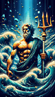 Digital artwork cinematic Illustration Poseidon Greek God HD instant download