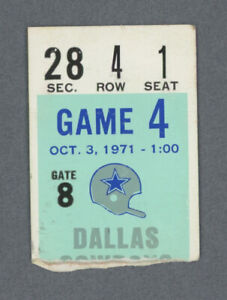 10/3/71 • Washington Redskins vs Dallas Cowboys • NFL Ticket Stub