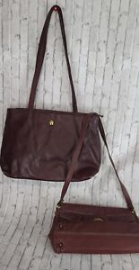 Lot 2 Vintage ETIENNE AIGNER Mulberry Red brown Leather Purses Retro Feet Bags