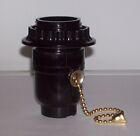 BLACK BAKELITE PULL CHAIN THREADED LAMP SOCKET WITH RING LAMP PART NEW 30546J