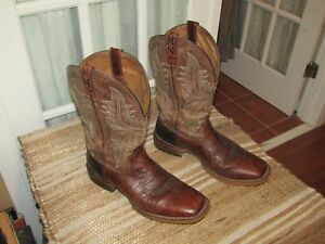 Ariat 10017381 Brown Crackle Leather Square Toe Western Cowboy Boots Men sz 12 D