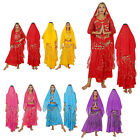Women Costume Bollywood Set Halloween Outfit Tassel Skirt Lace Dancewear Waist