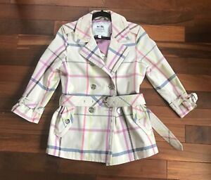 Coach Women's Trench Tattersall Plaid Belted Coat Jacket Size S