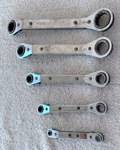 (5) Vintage Craftsman 5pc SAE Offset Box End Ratcheting Wrench Set Made in USA