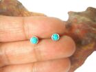 Small Round Blue TURQUOISE Sterling Silver 925 Gemstone Stud Earrings - 4 mm