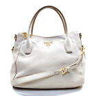 Prada Hand Bag  White Leather 432756